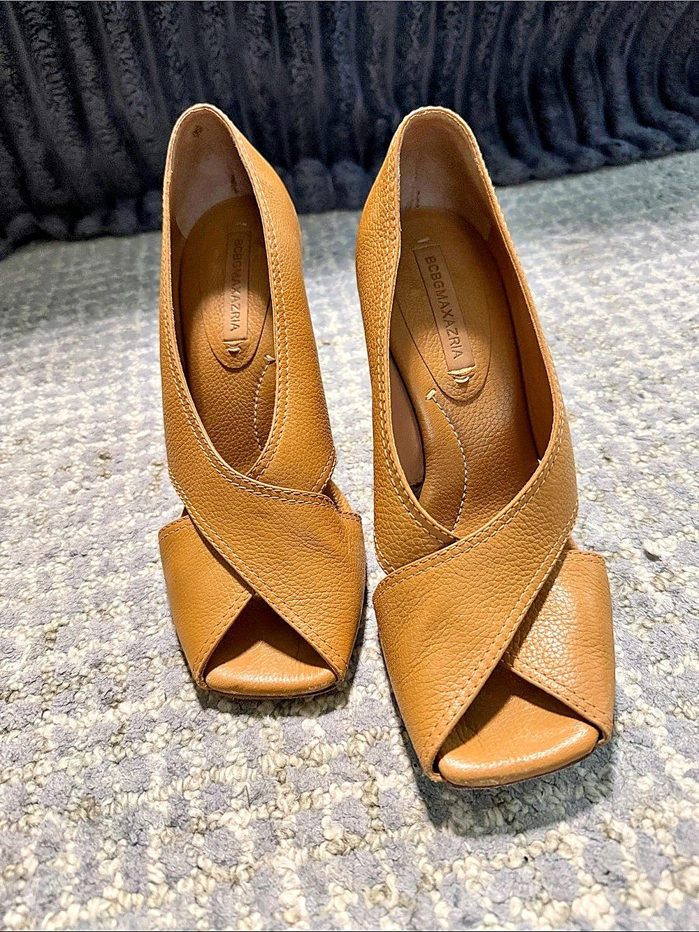 BCBG MaxAzria Peep Toe Wedge Heels in Brown